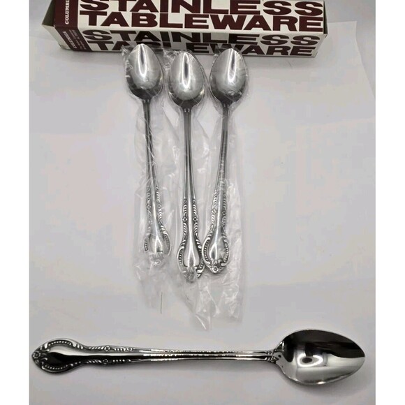 Columbia Stainless Steel Japan Flatware Beaded BNIB set of 4 - Picture 4 of 9